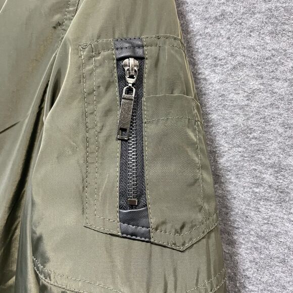 B. Sweet Olive Green Bomber Style Jacket Junior's Size XL Black Trim Pockets - Picture 7 of 16